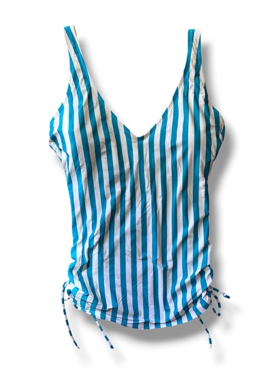 Catalina Other - NWT Catalina Turquoise/White Striped Tankini Top w Adjustable Straps Size Large